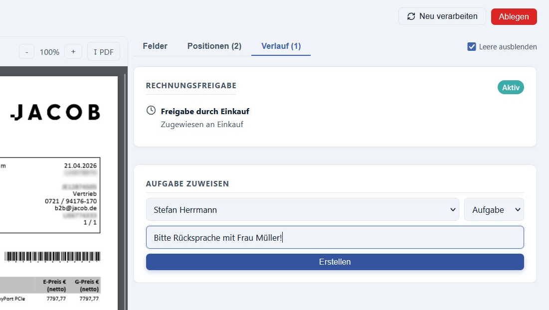 cayDMS workflow and task assignment